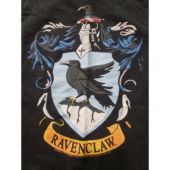 Harry Potter Black Ravenclaw Crest Short Sleeve Crew Neck T Shirt - Picture 1 of 7